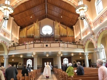 Bishop Kevin C. Rhoades dedicates the organ at St. Pius X parish in Granger, Indiana, in 2022.