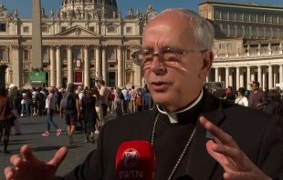 Bishop Mark Seitz of El Paso, Texas, speaks with EWTN News on Oct. 9, 2025, at the Vatican. Credit: EWTN News