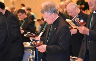 Bishops pray during the Fall General Assembly of the USCCB.   Matt Hadro/CNA