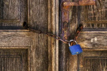 blue lock church door