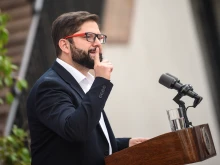 Gabriel Boric, who won the 2021 Chilean presidential election, speaks after a candidates' debate, Oct. 10, 2021.
