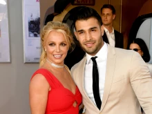 Britney Spears (L) and Sam Asghari arrive at the premiere of Sony Pictures' "Once Upon A Time ... In Hollywood" at the Chinese Theatre on July 22, 2019 in Hollywood, California. The couple wed in June 2022.