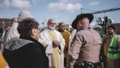 A Catholic delegation attempts to bring Communion to detainees at the Broadview, Illinois, immigration facility and was not admitted Nov. 1, 2025.