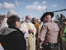 A Catholic delegation attempts to bring Communion to detainees at the Broadview, Illinois, immigration facility and was not admitted Nov. 1, 2025.