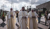 Auxiliary Bishop Jose María García-Maldonado and spiritual leaders attempt to bring Communion to detainees at the Broadview, Illinois, facility and were not admitted Nov. 1, 2025.