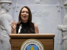 U.S. Agriculture Secretary Brooke Rollins hosts a USDA all-staff meeting on May 23, 2025, in Washington, D.C. Rollins announced the termination of household food insecurity reports in September 2025.