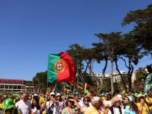 Outdoor Mass with the WYD Lisbon 2023 volunteers as they prepare for World Youth Day to begin Aug 2.