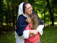 Sister Mary Casey O'Connor, a Sister of Life, and her twin sister, Casey Gunning, teacher’s assistant and lifelong athlete in the Special Olympics