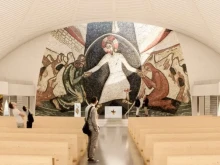 Project devised by Father Marko Rupnik for the chapel of the Francisco de Vitoria University outside Madrid, Spain.