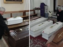 Cardinal Konrad Krajewski visits the Italian island of Ischia Dec. 8, 2022, on behalf of Pope Francis to console victims of recent flooding there.