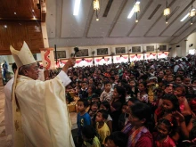 Cardinal Orlando Beltran Quevedo blesses Catholics after celebrating a Mass in Cotabato on Oct. 11, 2024.