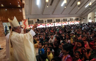 Cardinal Orlando Beltran Quevedo blesses Catholics after celebrating a Mass in Cotabato on Oct. 11, 2024. Credit: Photo courtesy of Santosh Digal