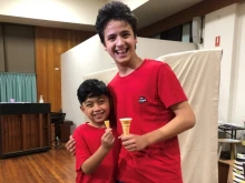 Gabriel Rovero (left) played young Carlo Acutis and Christopher La Rosa (right) played teenage Carlo Acutis in their parish’s play about Carlo Acutis, “Highway to Heaven” in Sydney, Australia.