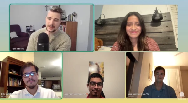 Tony Tibbetts, live events manager at CatholicMatch, hosts an episode of "The Catholic Dating Show." Credit: CatholicMatch/Tony Tibbetts