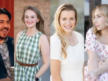 From left to right: Alexandro Jurado, known as VoiceofReason on social media; Desirae Sifuentes, known as UncatechizedCatholic on Instagram; speaker and content creator Emily Wilson; and Kira Andrea, also known as Mercy Divine Music.