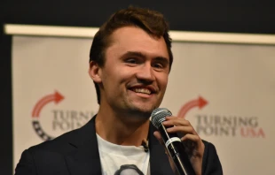 Charlie Kirk, the founder of Turning Point USA and a vocal evangelical Christian who was assassinated on Sept. 10, 2025, speaking at an event in Texas in 2018. Credit: Carrington Tatum/Shutterstock