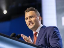 Turning Point USA CEO Charlie Kirk speaks at the Republican National Convention on July 15, 2024, in Milwaukee.
