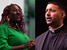 Chika Anyanwu (left) and Father Josh Johnson