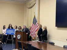 Rep. Chris Smith, R-New Jersey, co-chair of the Congressional Pro-Life Caucus, speaks during a presentation of the Let Pregnancy Centers Serve Act, which protects pregnancy care facilities, at a March 24, 2025, press conference in the U.S. Capitol.