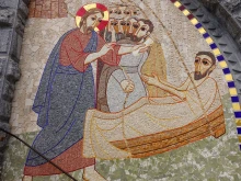 A mosaic designed by Father Marko Rupnik's studio, at Lourdes