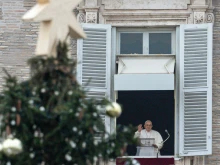 Pope Francis gives his Angelus address on Dec. 24, 2023.