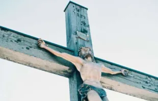 Crucifix at Mount Lusen in Bavaria Germany/  