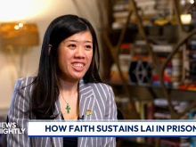 Claire Lai, daughter of imprisoned Hong Kong activist and Catholic Jimmy Lai, speaks with EWTN News President Montse Alvarado on “EWTN News Nightly” on Dec. 8, 2025.