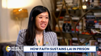 Claire Lai, daughter of imprisoned Hong Kong activist and Catholic Jimmy Lai, speaks with EWTN News President Montse Alvarado on “EWTN News Nightly” on Dec. 8, 2025.