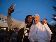 Pope Francis visits a reception center for asylum seekers in Castelnuovo di Porto, Italy, on March 24, 2016.
