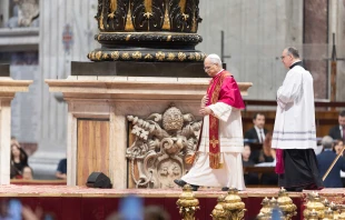 Pope Leo XIV celebrates the prayer vigil for the Jubilee of Consolation on Sept. 15, 2025, in St. Peter’s Basilica at the Vatican. Credit: Daniel Ibáñez/EWTN News