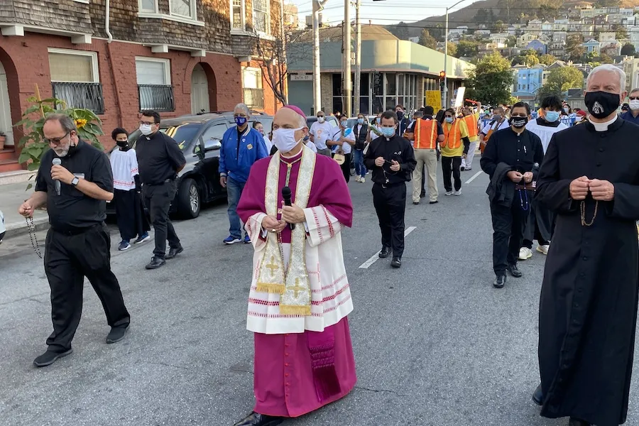 Archbishop Salvatore Cordileone during an Oct. 3 rosary rally in San Francisco. Courtesy photo.?w=200&h=150