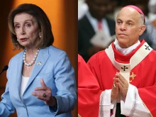 U.S. Speaker of the House Nancy Pelosi (D-CA) at the U.S. Capitol on May 19, 2022, in Washington, D.C. (l), and Archbishop of San Francisco Salvatore Joseph Cordileone at St. Peter's Basilica on June 29, 2013, in Vatican City, Vatican (r).