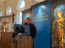 Father Colin Blatchford, the current associate director of Courage International, speaks at the 2024 annual conference.