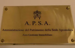 The banner at the entrance of the APSA office in the Vatican .-   Vatican News