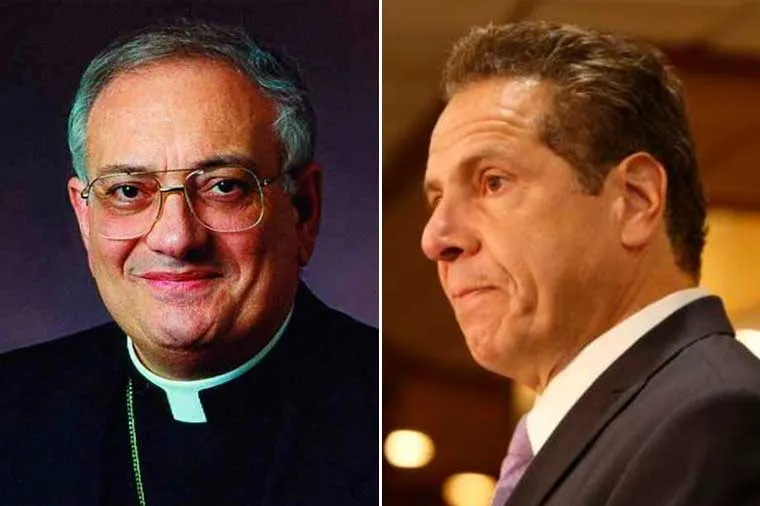 Left: Bishop Nicholas DiMarzio of Brooklyn. CNA file photo / Right: New York Gov. Andrew Cuomo, pictured in 2016. Credit: a kat/Shutterstock?w=200&h=150