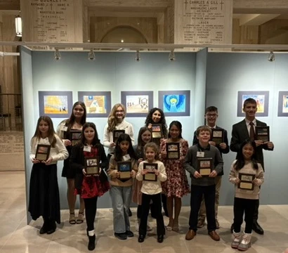 Some of the 24 winners of the National Christmas Artwork Contest receive awards at the Basilica of the National Shrine of the Immaculate Conception in Washington, D.C., on Dec. 5, 2025. Credit: Tessa Gervasini/CNA