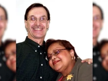 Deacon Paul Carris, prior to his ordination as a deacon for the Archdiocese of Newark, with Judith Toppin, whom he helped down a stairwell at the World Trade Center on the morning of Sept. 11, 2001, saving her life.