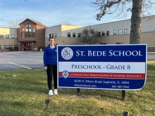 Susan Lutzke, an alumna of St. Bede School, has raised hundreds of thousands of dollars in less than one month for her former Catholic institution.