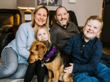 Two members of the Wilson family, mom Carolyn and son Owen, will make their sacraments this year at St. Isaac Jogues Parish in St. Clair Shores. The family enrolled Owen at St. Isaac Jogues School because of the pandemic and fell in love with the faith community there. When Owen began asking questions about the faith, the Wilsons decided to investigate becoming Catholic together. Also pictured are dad Kevin, who is already Catholic, and daughter Christina, a kindergartener at St. Isaac Jogues.