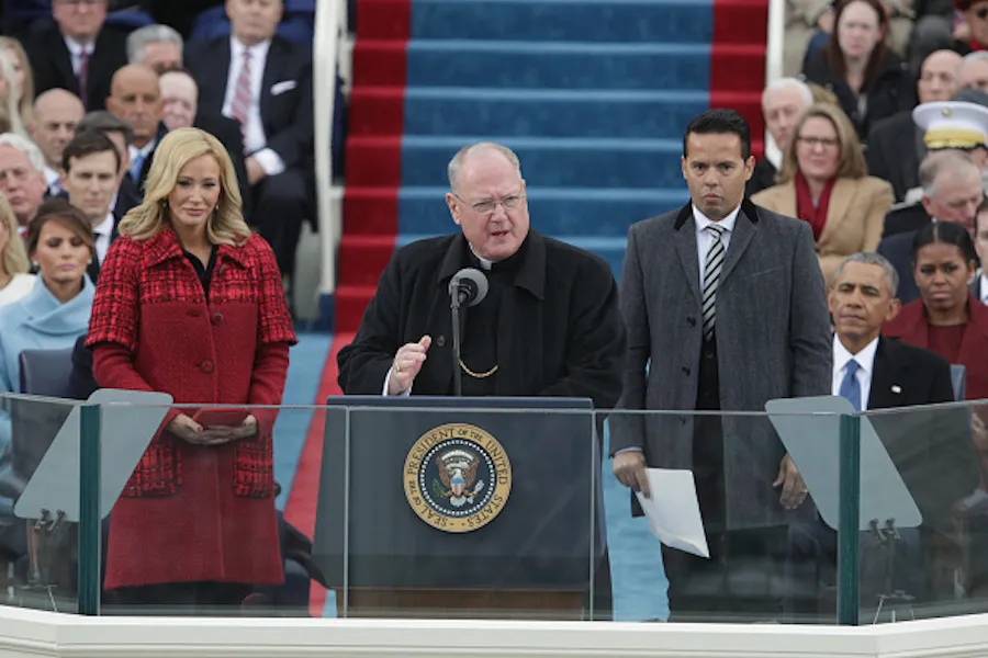Cardinal Timothy Dolan delivers remarks on the West Front of the U.S. Capitol at the January 20, 2017 inauguration ceremony of Donald Trump. ?w=200&h=150