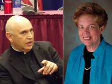 Bishop Mario Dorsonville, auxiliary bishop of Washington (left) and Sister Donna Markham, president and CEO of Catholic Charities, USA (right)