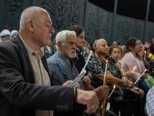 Catholics in Jerusalem gather on Thursday, Nov. 9, 2023, for a prayer vigil to implore from God the gift of peace for their land.