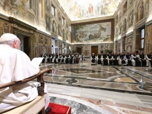 Pope Francis speaking to Cistercians at the Vatican, Oct. 17, 2022.