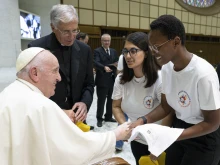 Pope Francis speaks to Catholics from northern and central Italy on Sept. 17, 2022.