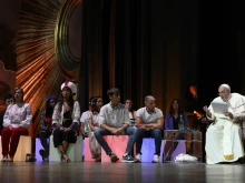 Pope Francis at the Economy of Francesco conference for young economists, researchers, and activists in Assisi, Italy, Sept. 24, 2022.