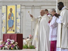 Pope Francis presides over Easter Sunday Mass in St. Peter's Square on March 31, 2024.