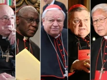 Left to right: German Cardinal Walter Brandmüller, Guinean Cardinal Robert Sarah, Mexican Cardinal Juan Sandoval Íñiguez, American Cardinal Raymond Burke, and Chinese Cardinal Zen Ze-Kiun.