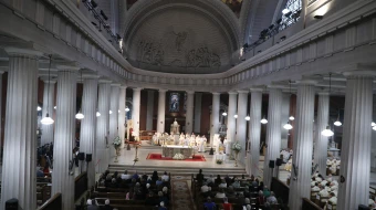 Catholic faithful gather on Friday, Nov. 14, 2025, in St. Mary’s Pro Cathedral in Dublin to celebrate two milestones: a decree from Pope Leo XIV formally designating St. Mary’s Pro Cathedral as the cathedral of the Archdiocese of Dublin and the cathedral’s bicentenary.