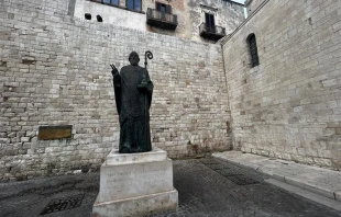 Statue of St. Nicholas, the patron saint of Bari, Italy, at the Pontifical Basilica of St. Nicholas. Credit: Veronica Giacometti/ACI Stampa