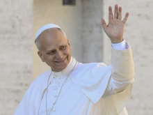 Pope Leo waves to the crowds in St. Peter’s Square on Sept. 6, 2025.